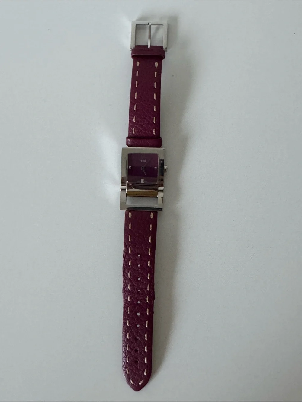 Authentic Vintage Fendi Orologi Square Watch – Burgundy Leather